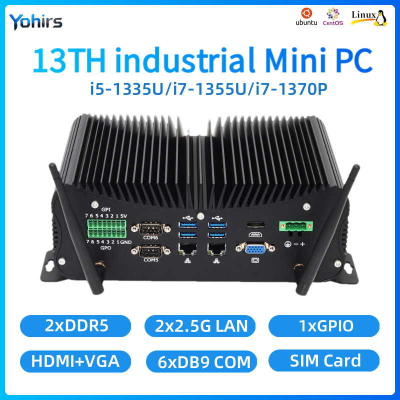 Fanless Industrial Pc Rs485 Core I7 - كمبيوتر صناعي صغير بدون مروحة 13th