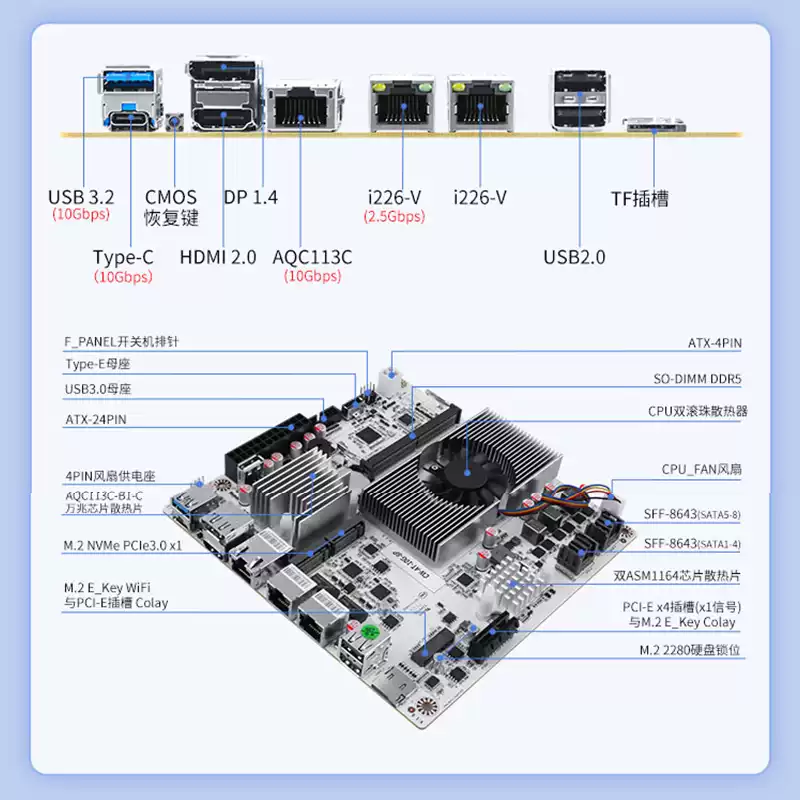 Nas Motherboard 8 Sata Mini Itx - لوحة أم NAS بـ 8 فتحات