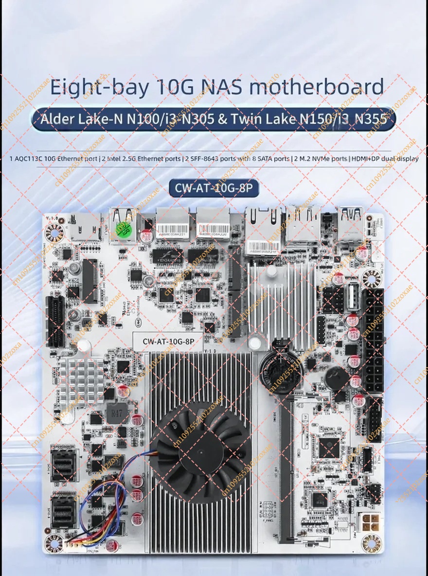 لوحة أم N150 N100 N305 للحاجز  - مراجعة Nas Motherboard 8 Sata Mini Itx وسعره