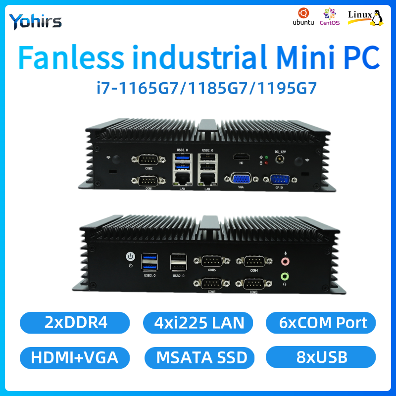 كمبيوتر مدمج بدون مروحة Intel  - مراجعة Fanless Industrial Pc Rs485 Core I7 وسعره
