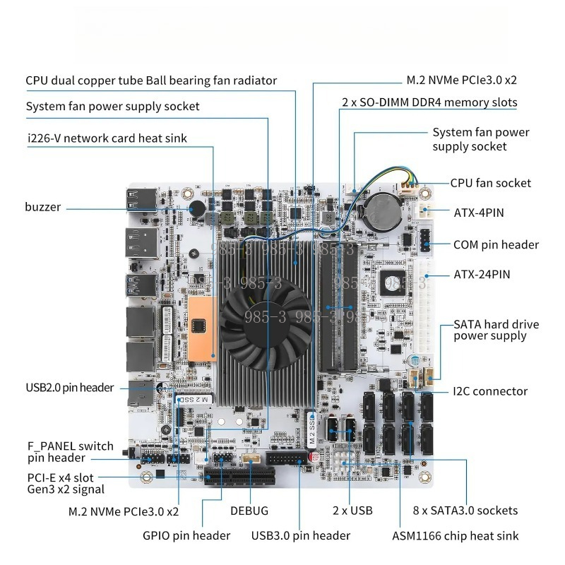 لوحة أم Mini‑ITX M11 NAS بيضاء - مراجعة Nas Motherboard 8 Sata Mini Itx وسعره